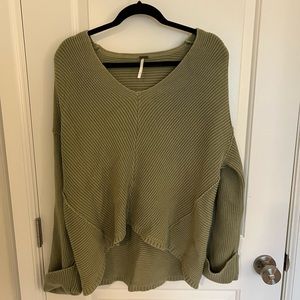 Free people green v neck sweater
